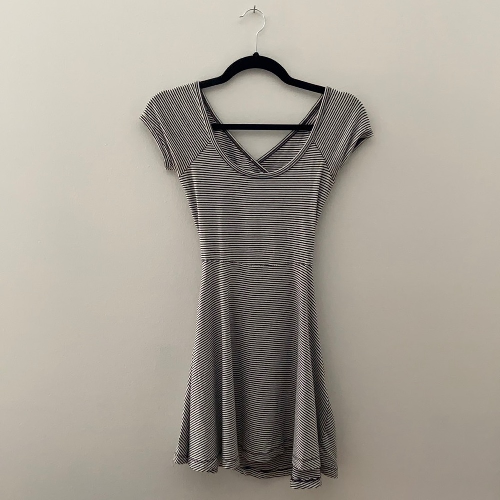 brandy melville striped criss-cross open back skater dress